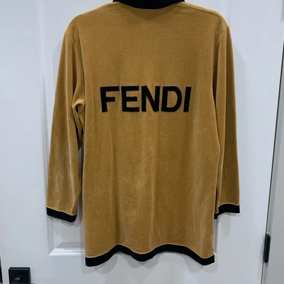 Vintage Archive Fendi Pullover Polo Velour Logo Top 8 42 - Picture 8 of 14
